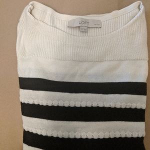Loft Scalloped Stripe Sweater XSP